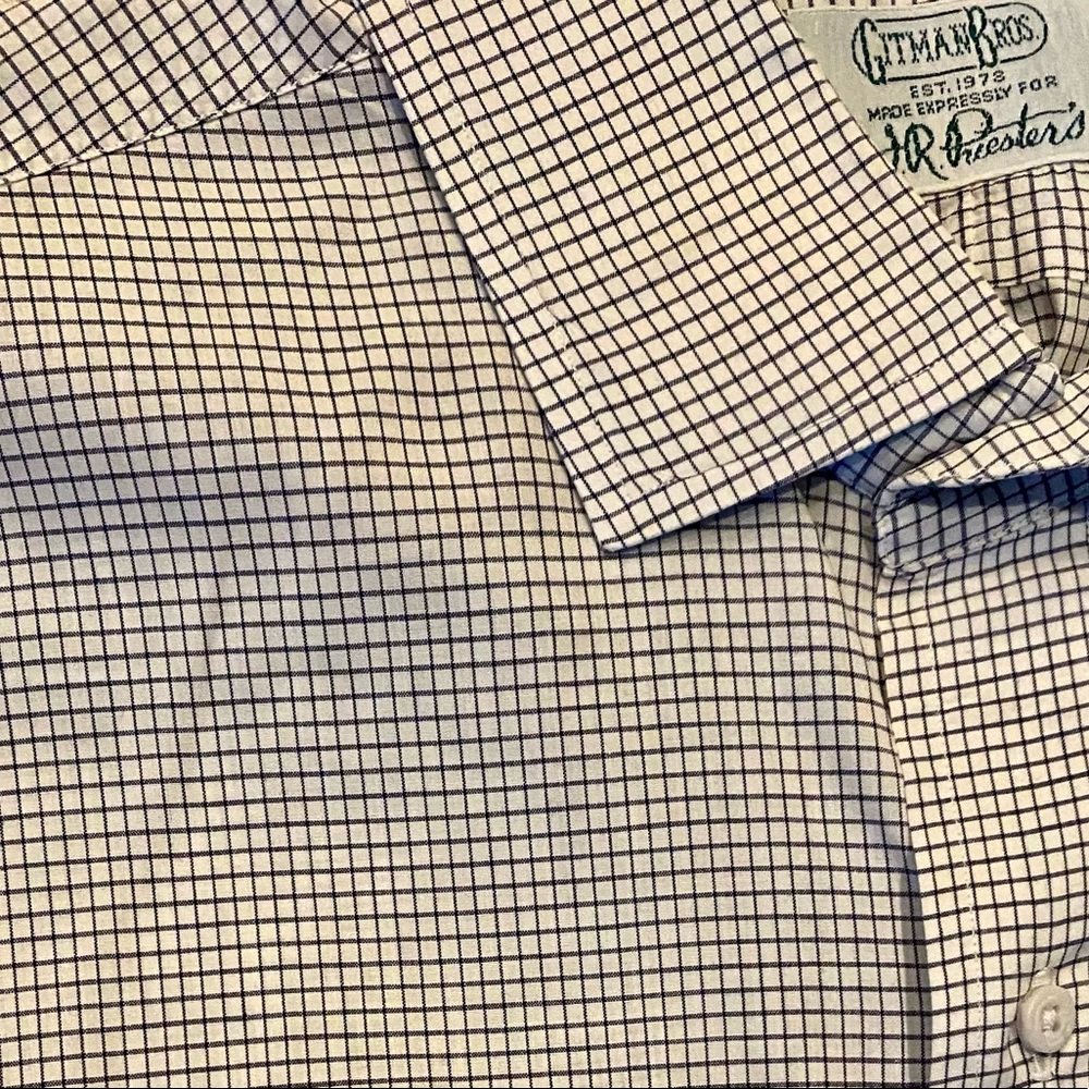 Gitman Brothers white/navy stripes. Size 15.5